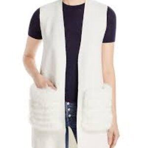 KOBI HALPERIN Open Front Cardigan with Fox Fur Trim